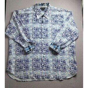 Paul Fredrick Button Shirt Mens 3XL Classic Fit Paisley Flip Cuff Geometric